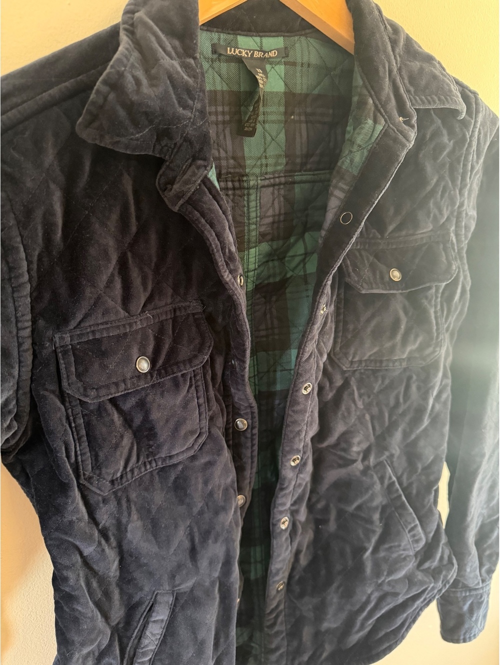 Lucky Brand Navy Velvet Quilted Jacket Equestrian XS